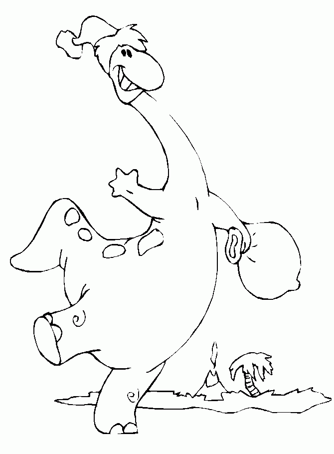 Świąteczny dinozaur kolorowanka do druku